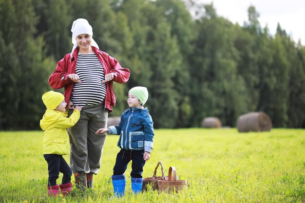 Children go to the forest for mushrooms