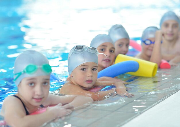 children group at swimming pool