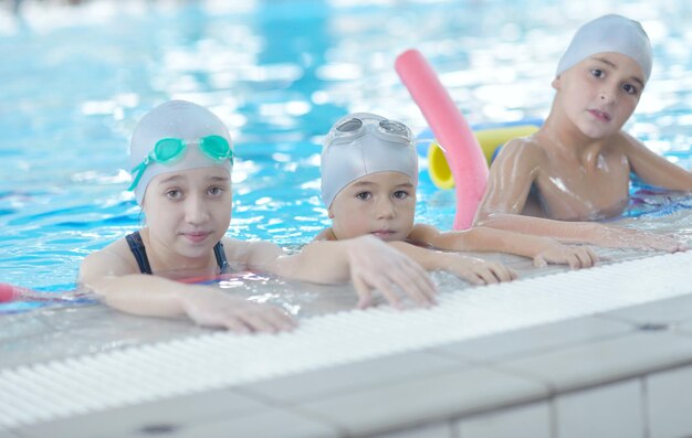 children group at swimming pool