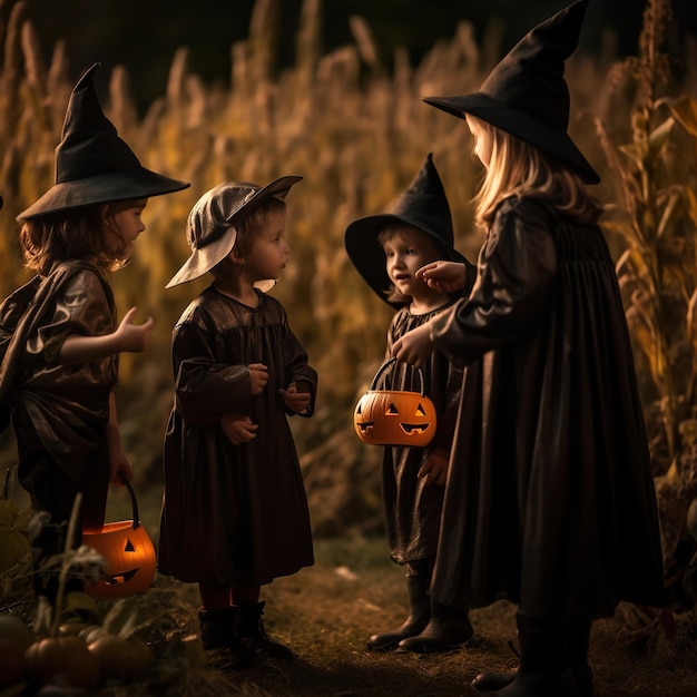 Children halloween witch photography