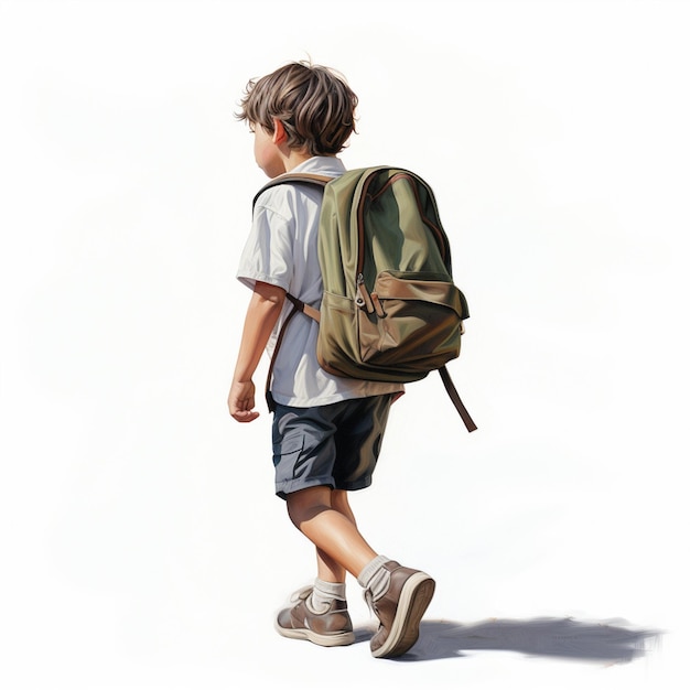 The children have gone to school carrying backpacks against a plain white background