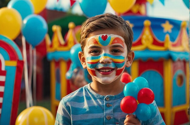 Photo children having a carnivalthemed birthday party