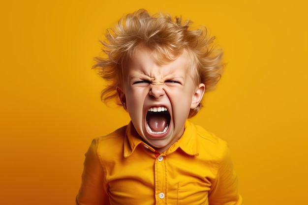 Photo children hysterics angry irritated boy emotional portrait of an upset preteen boy screaming in anger full of rage requirements for parents wrong perception reason to be child free