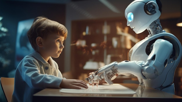 未来的なロボットアーム技術で学ぶ子供たち
