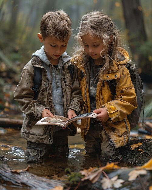 Foto bambini che partecipano a un tappetino per la natura