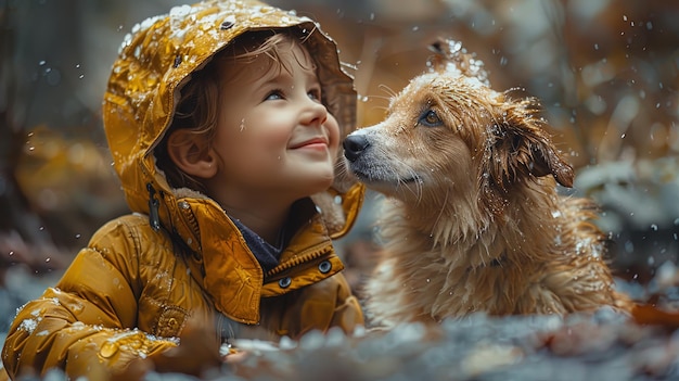 Photo children and pets form a special bond rooted in unconditional love and mutual respect enrich