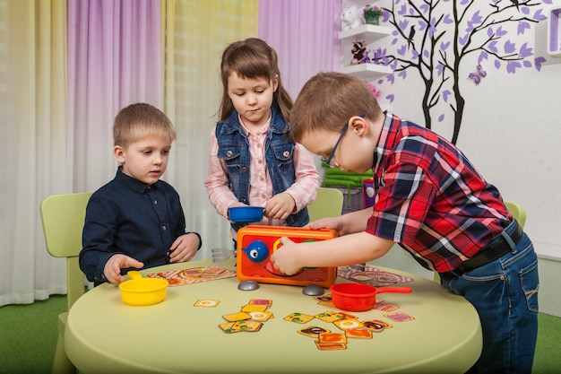 Children play board games