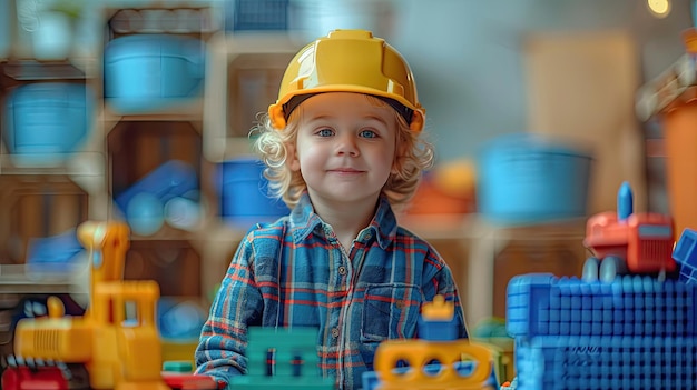 Photo children play construction solid color background 4k ultra hd