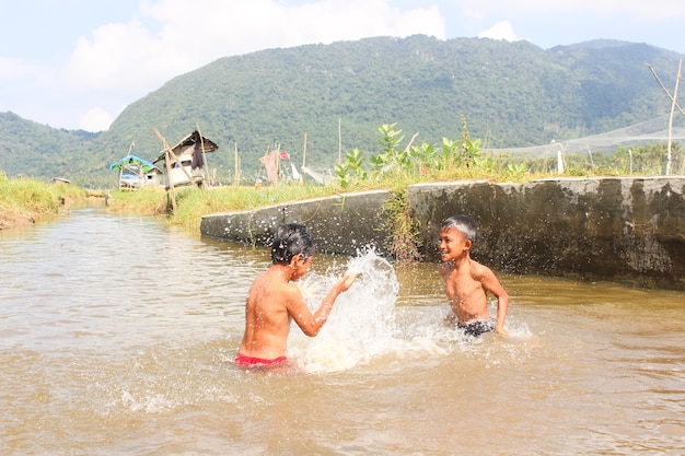 Children Play Water Village