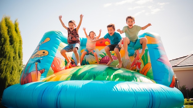 children playing in the amusement park