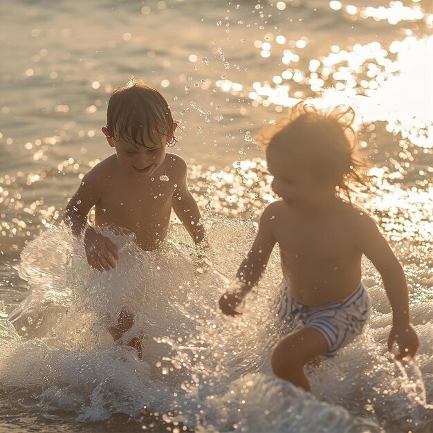 Children playing at the beach