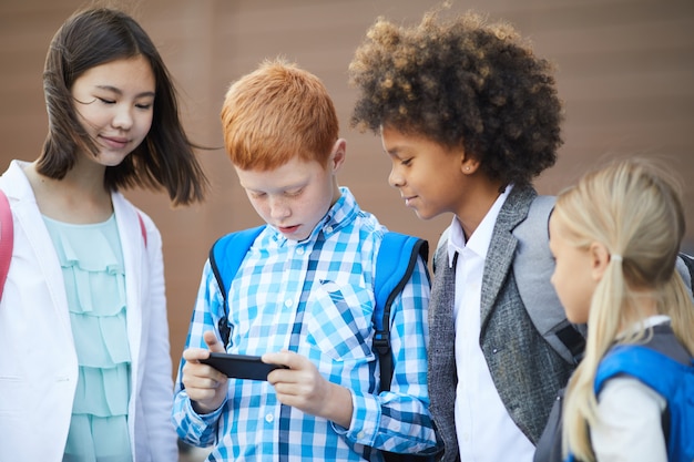 Children playing game on the phone