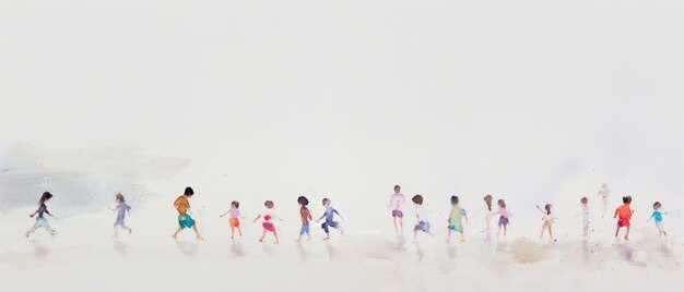 Foto bambini che giocano in un ambiente etereo nebbioso