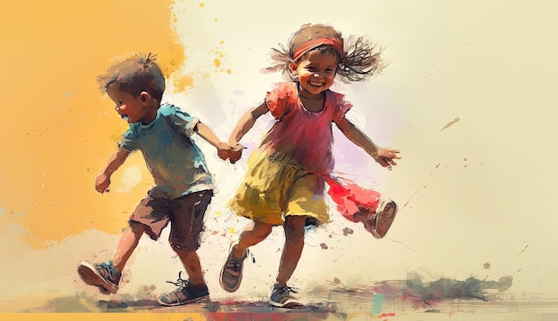 Children playing in the park their laughter echoing as they run and jump with joy their vibrant energy bringing life to their surroundings Generated by AI