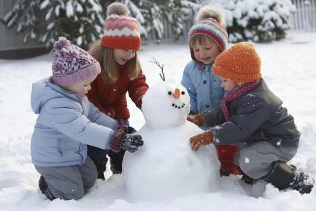 雪の中で遊ぶ子供たちは純粋な幸せを感じます