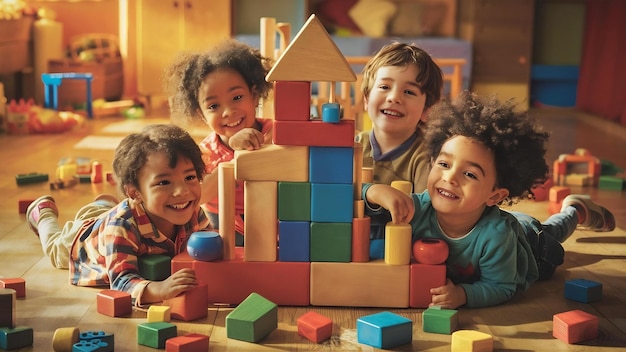 Children playing with blocks