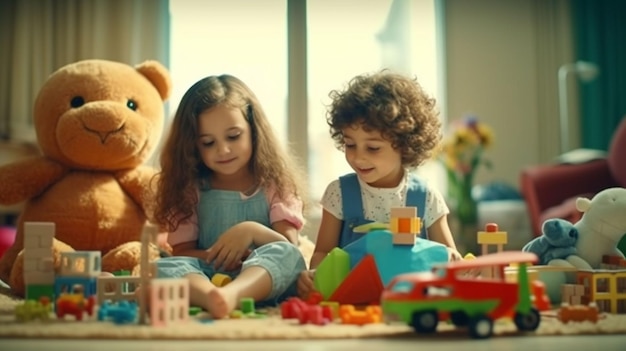 Photo children playing with toys