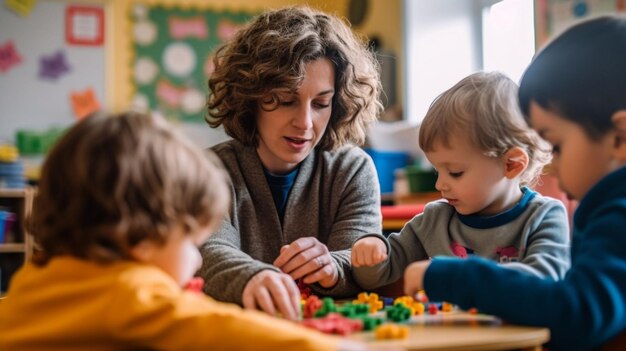 Photo children playing with toys