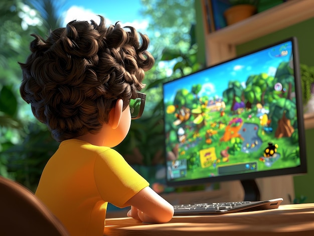 インタラクティブゲーム デジタル学習環境を通じて問題解決のスキルを練習する子供たち 教育的なコンテンツを魅了する