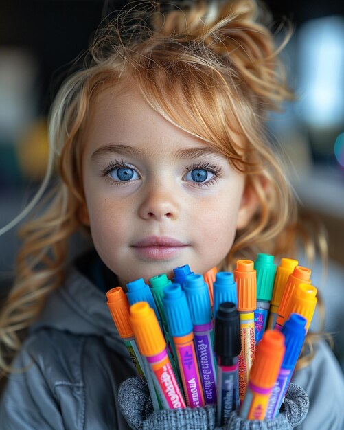 Photo children practicing their handwriting skills background