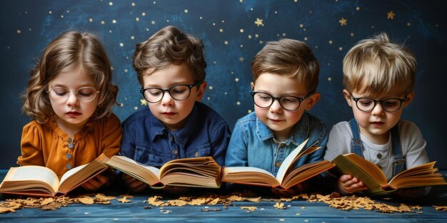 Children reading books together fostering a love for learning and imagination