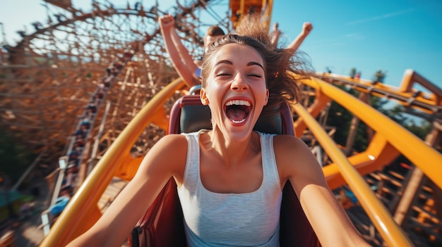 写真 子供たちがローラーコースターに乗る