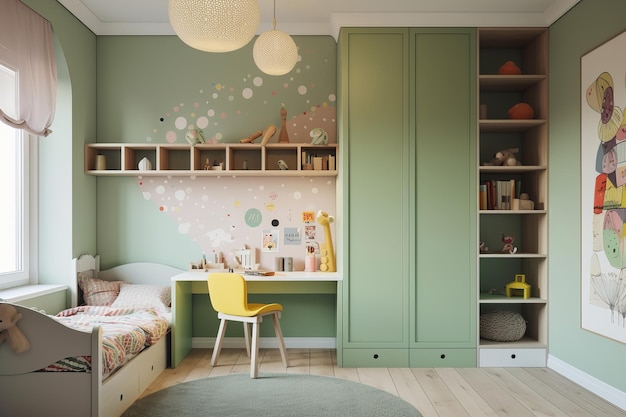 Children room scandinavian style 3D rendering