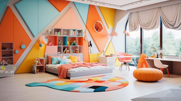 Children room with rhombuses