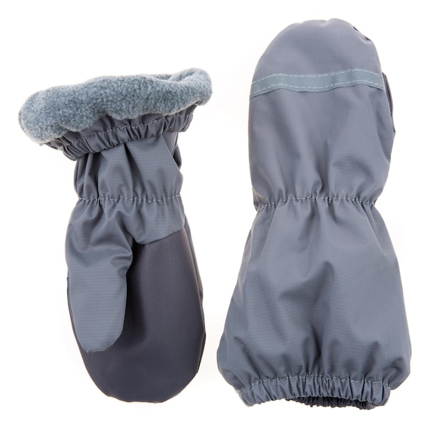 Children's autumn winter mittens on a white background