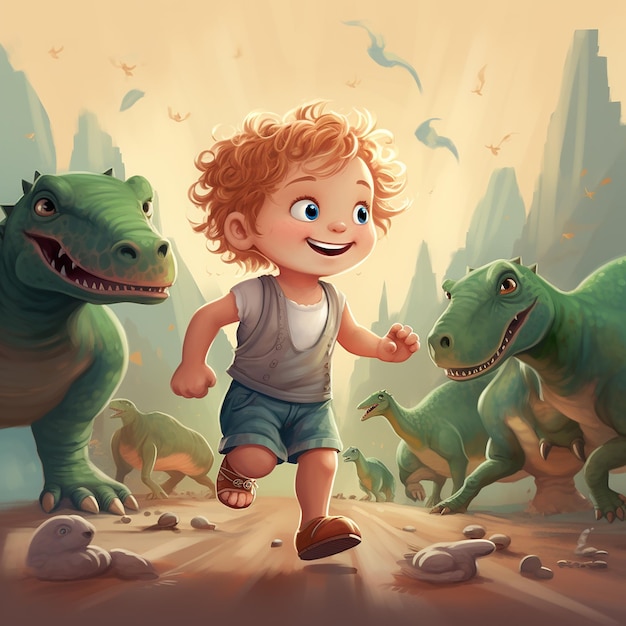 Children's book illustration dinosaur