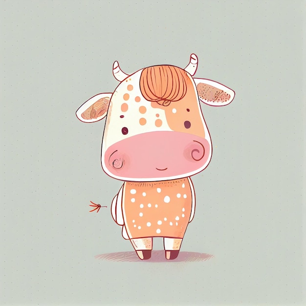 Photo children's books animal illustration cute cow children illustration room wall prints generative ai