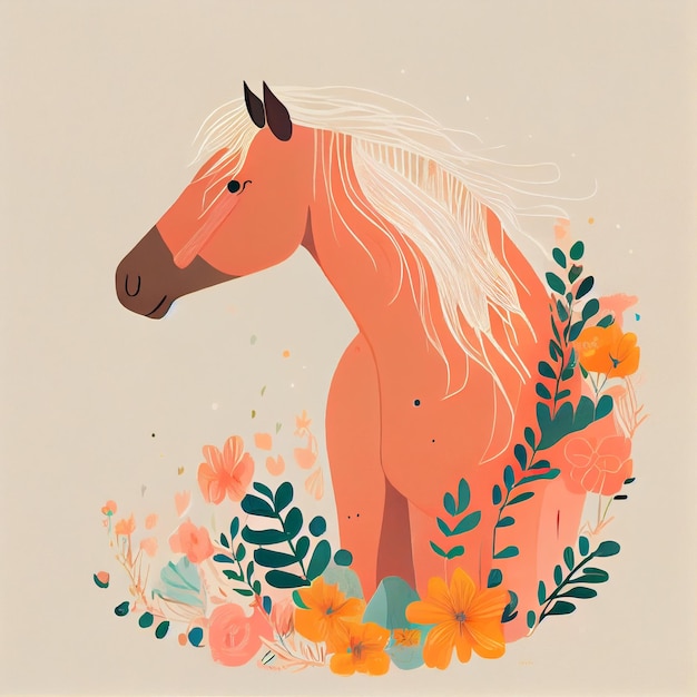 Photo children's books animal illustration cute horse children illustration room wall prints generative ai