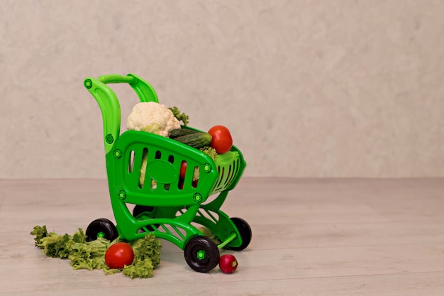 Children's cart with vegetables