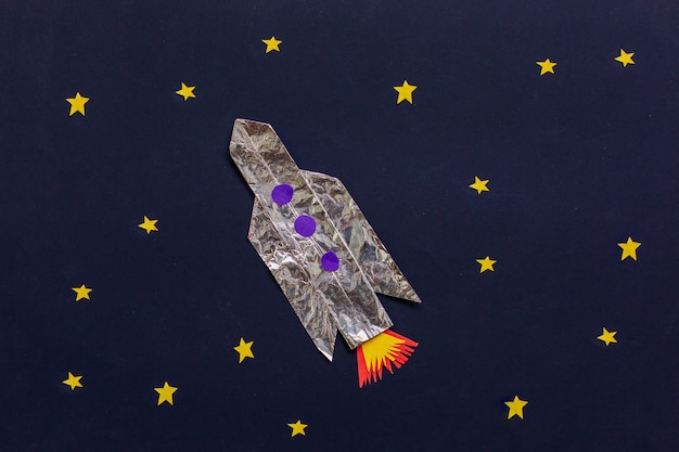 Children's craft rocket with stars