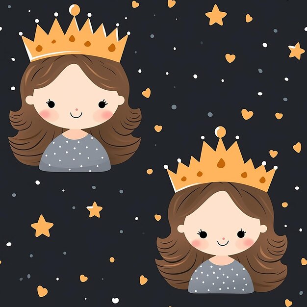 Photo children's cute princess background seamless pattern