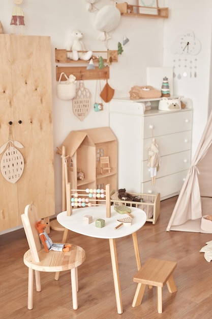 Children's educational wooden toys Nursery decor Scandinavian style playroom