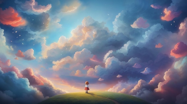Children's fantasy tale with clouds