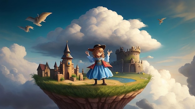 Children's fantasy tale with clouds