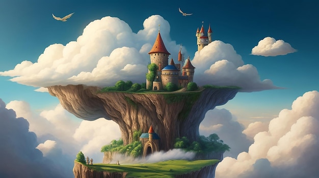 Children's fantasy tale with clouds