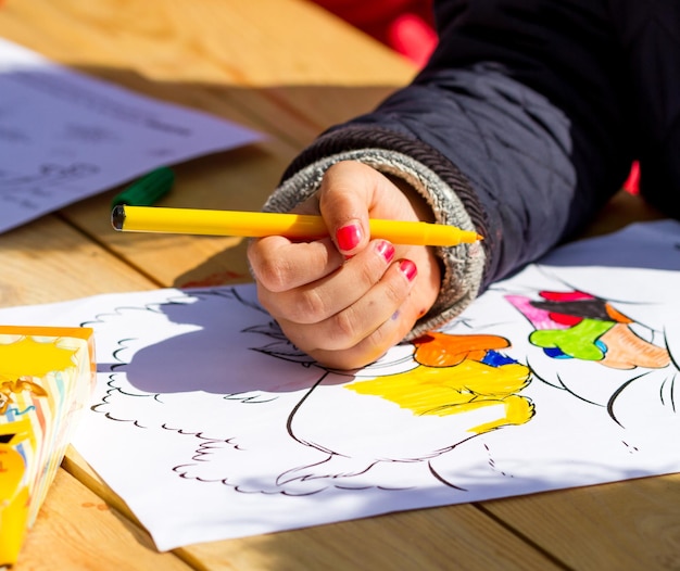 Children's hand draws with markers