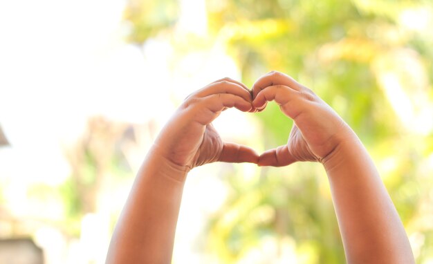 The children's Hand make a heart. 