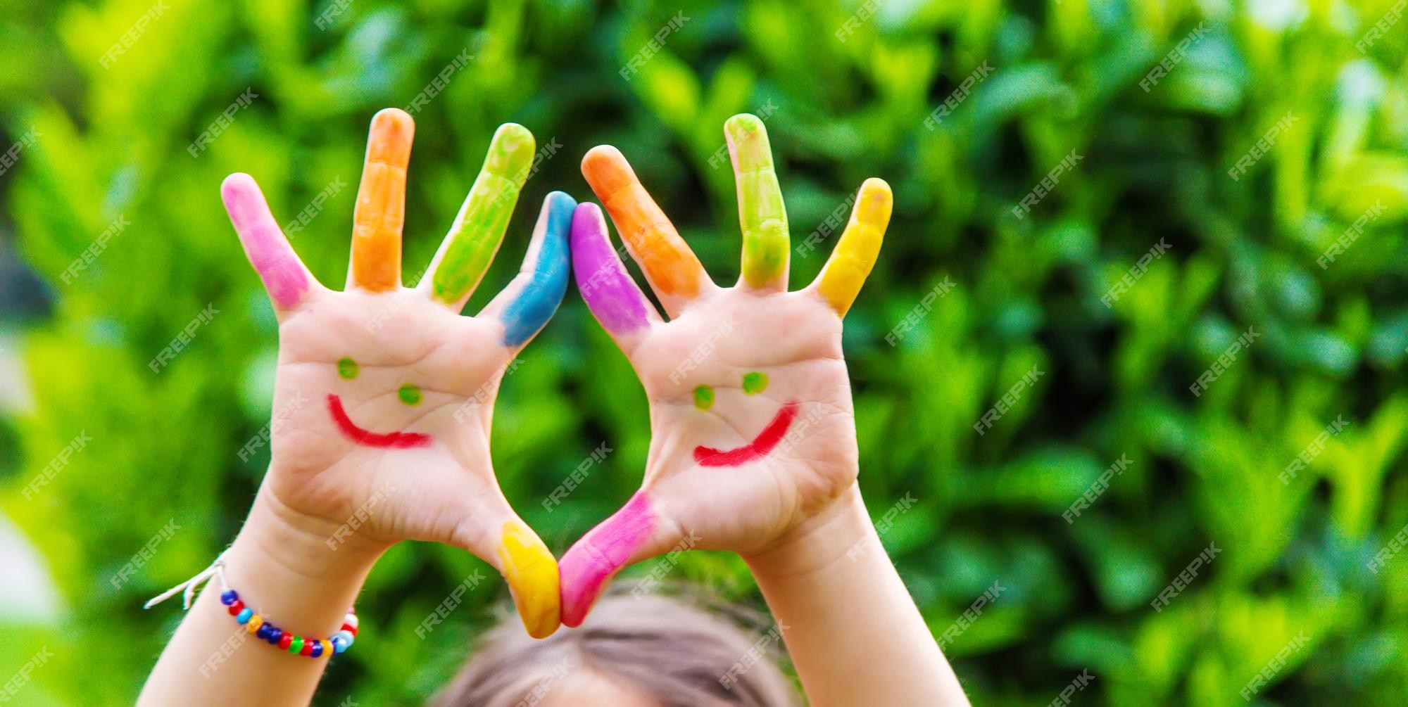 Kids Five Fingers On Green Grass Stock Photo 2244762075