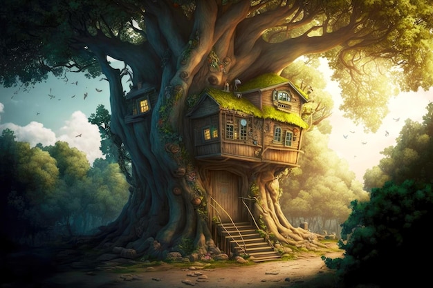 Photo children's hut in nature large tree house