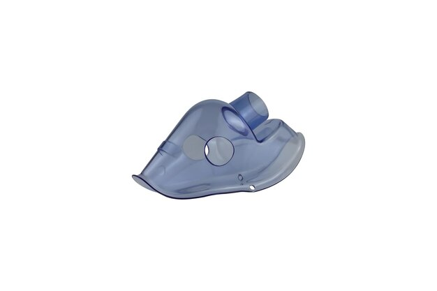 Children's inhaler mask close-up, isolated on a white background.