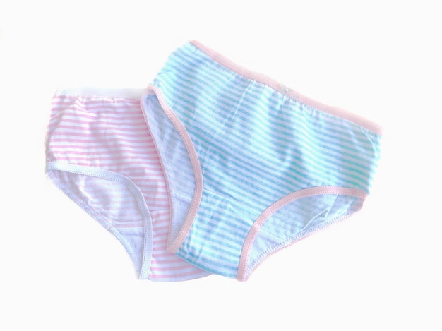 Children's knitted cotton underwear Panties for a girl close up on a white background