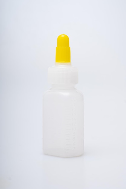 Children's medical potion bottles on a white background