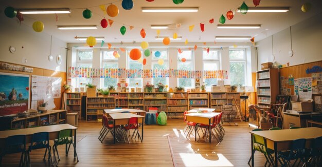 Children's playful essence frozen in the corridors of kindergarten