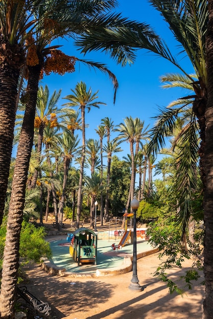 Children's playground in the El Palmeral park in the city of Alicante