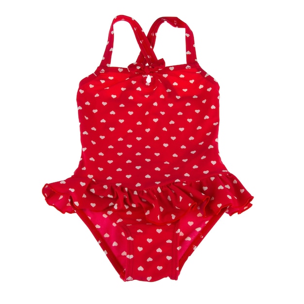 Children's red swimsuit isolated on white background