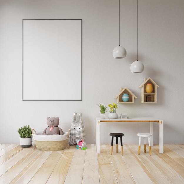 Children's room with easel chair and cabinet.